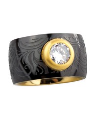 Edelstahlring 'Floral' schwarz-gold - vergleichen und g&uuml;nstig kaufen